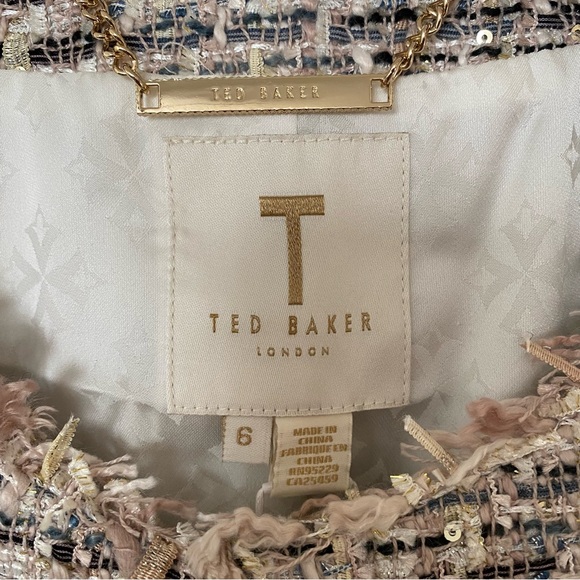 NWT TED BAKER LONDON 
Renata Tweed-Effect Fray-Detail Woven Boucle Jacket - Picture 12 of 16